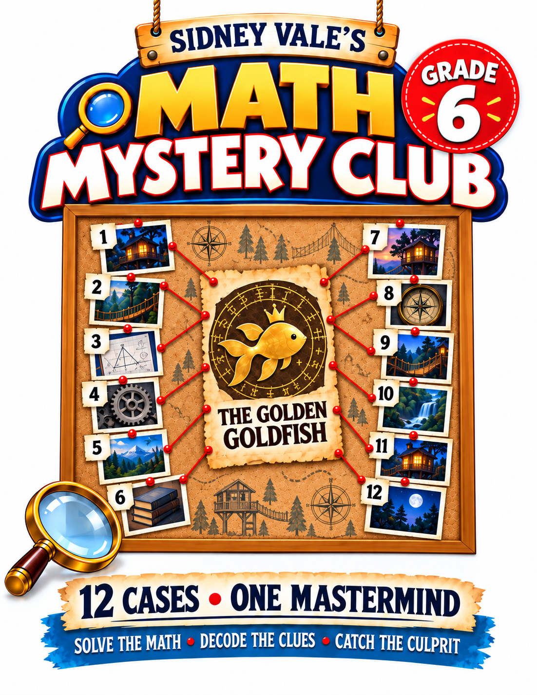 Cover of Sidney Vale’s Math Mystery Club, Grade 6: Can You Unmask The Golden Goldfish?