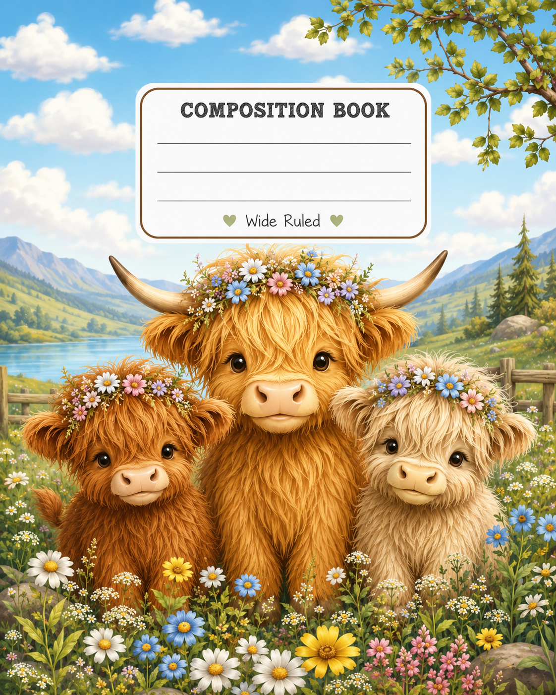Cute Highland Cows composition notebook cover