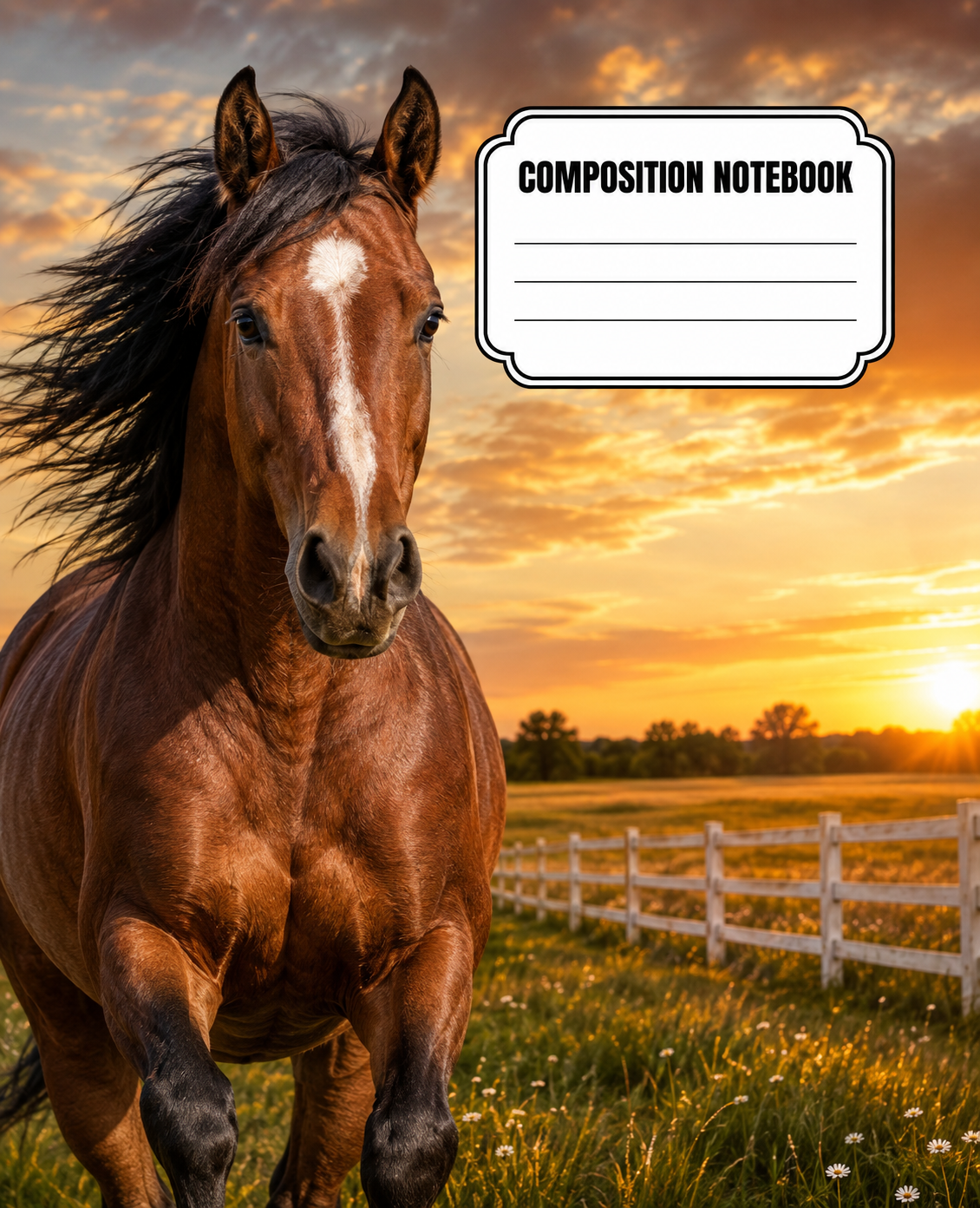 Realistic Horse composition notebook cover