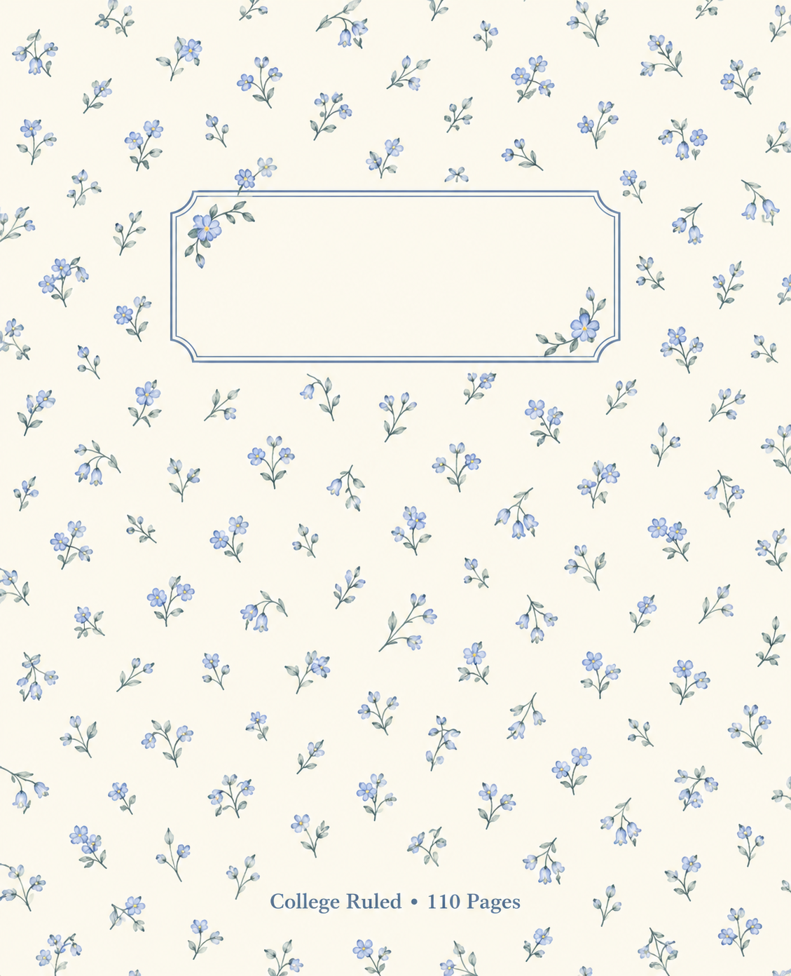 Cream & Blue Flowers composition notebook cover