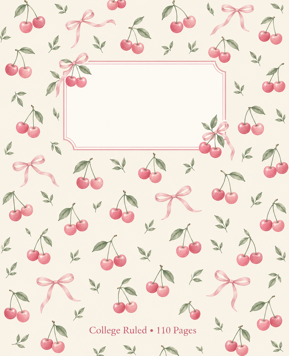 Cherries & Pink Bows composition notebook cover