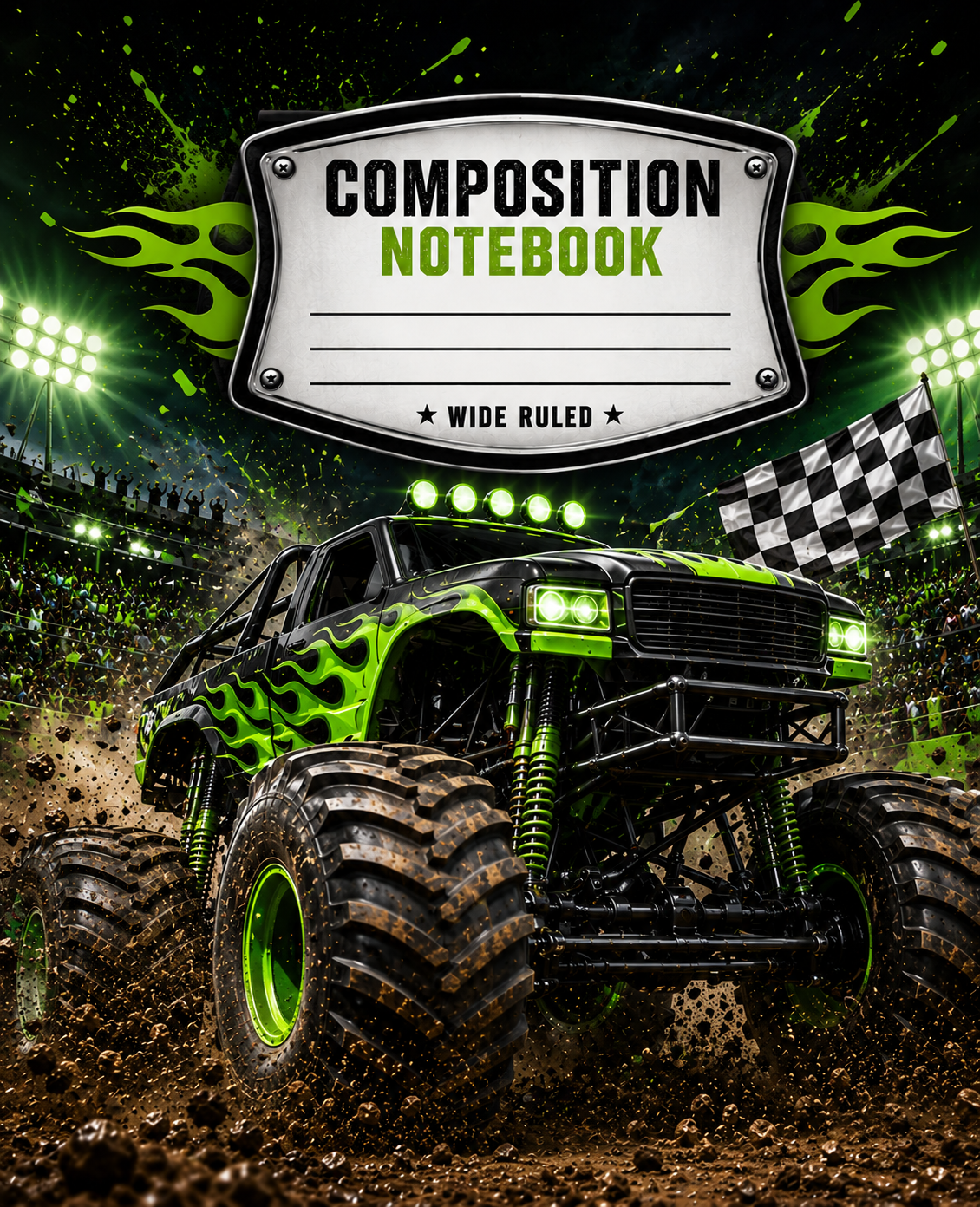 Monster Truck – Green composition notebook cover