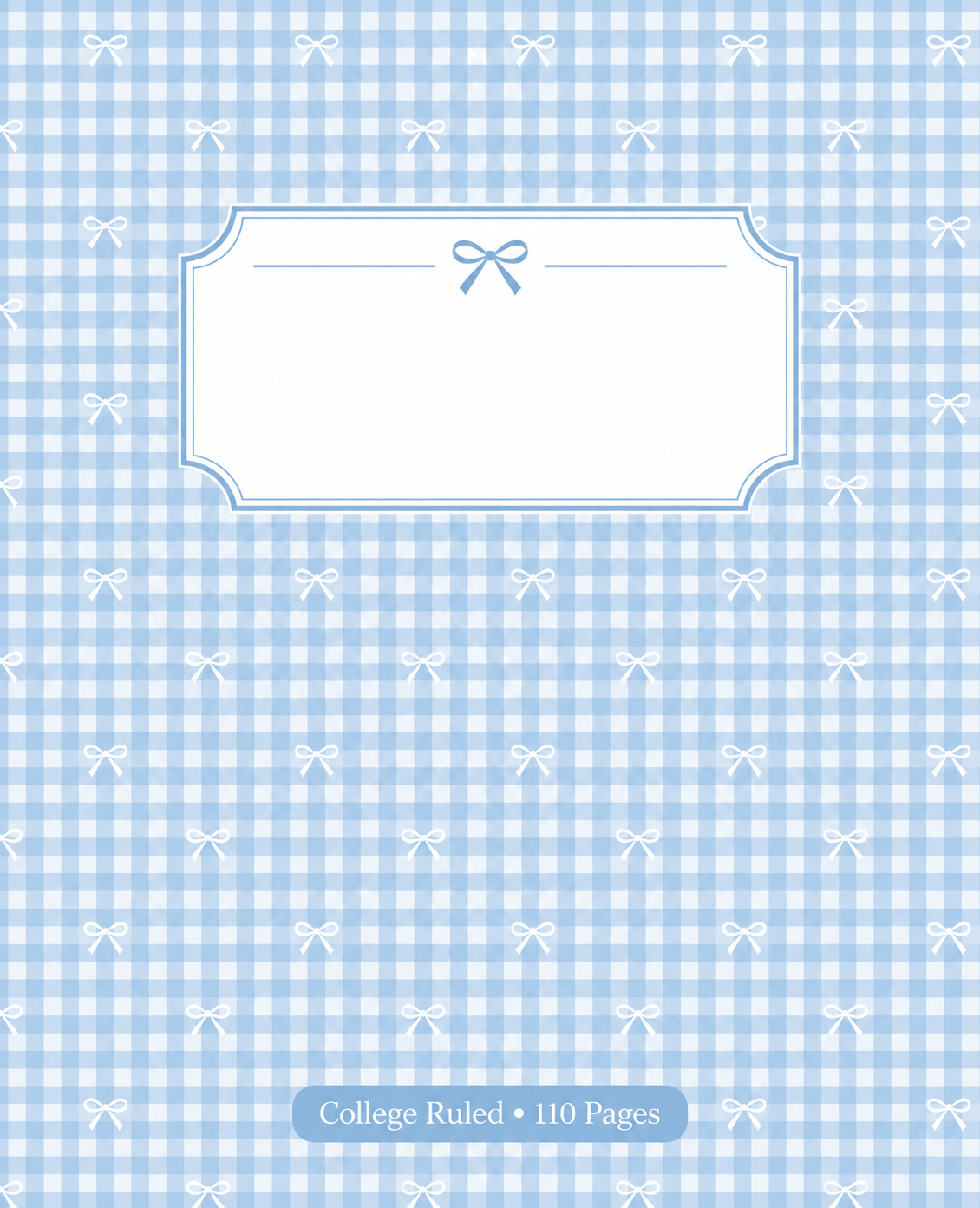 Blue Gingham & Bows composition notebook cover
