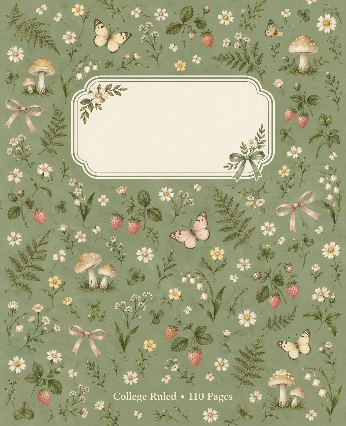 Sage Green Cottagecore composition notebook cover